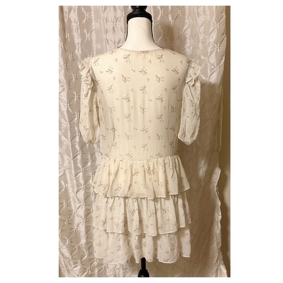 LoveShackFancy Cata Mini Dress Floral Sheer Ruffle Silk Sheer Shortbread - Picture 5 of 16
